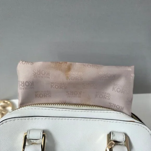 Michael Kors Purse White Saffiano Leather Jet Set Small Satchel Crossbody Bag - Picture 12 of 16